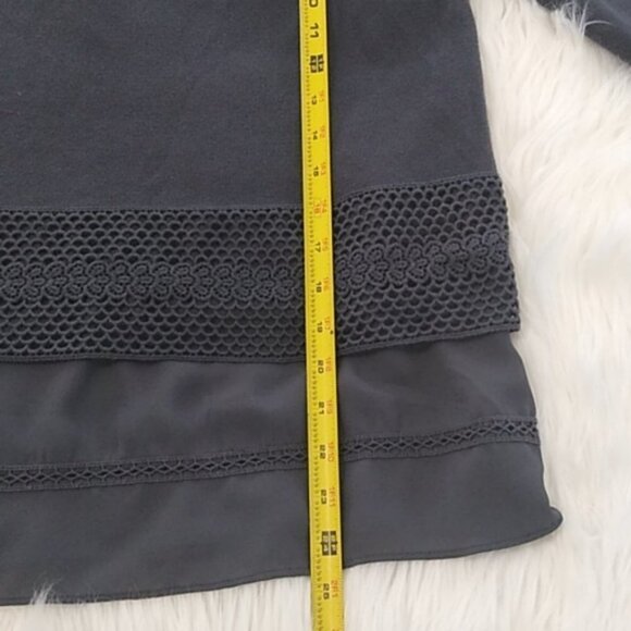 LOFT Gray Laser Cut Layered 3/4 Sleeve Cotton Sweater - Picture 10 of 11